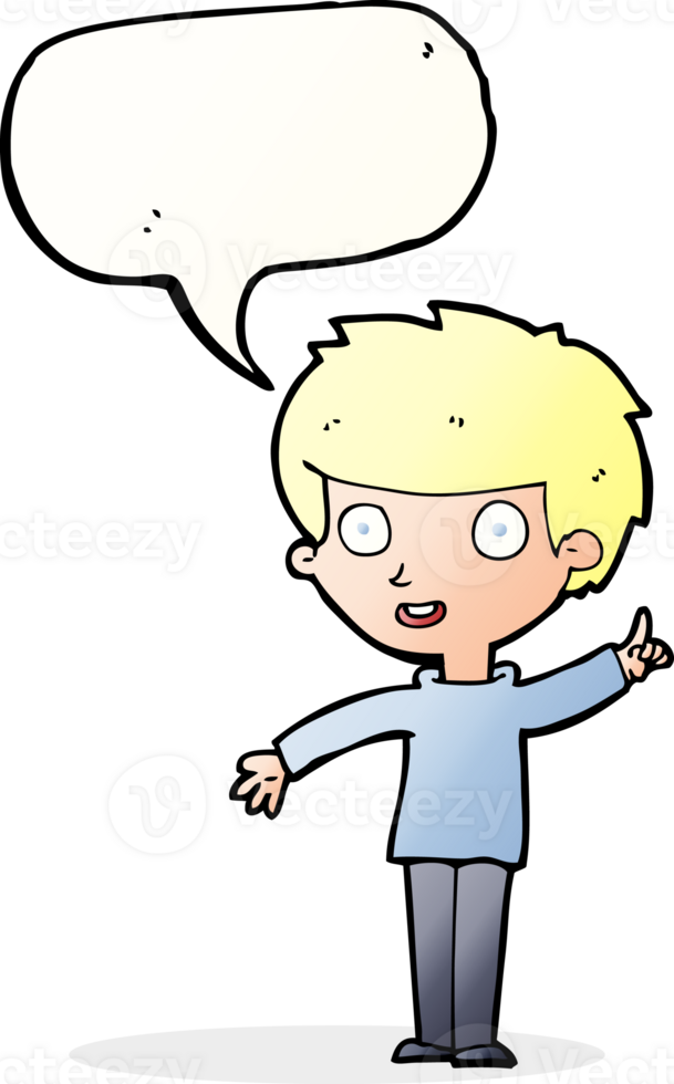 cartoon boy with idea with speech bubble png