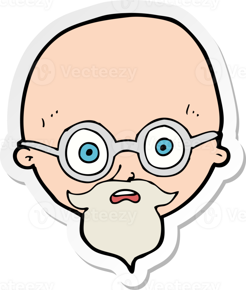 sticker of a cartoon shocked man with beard png