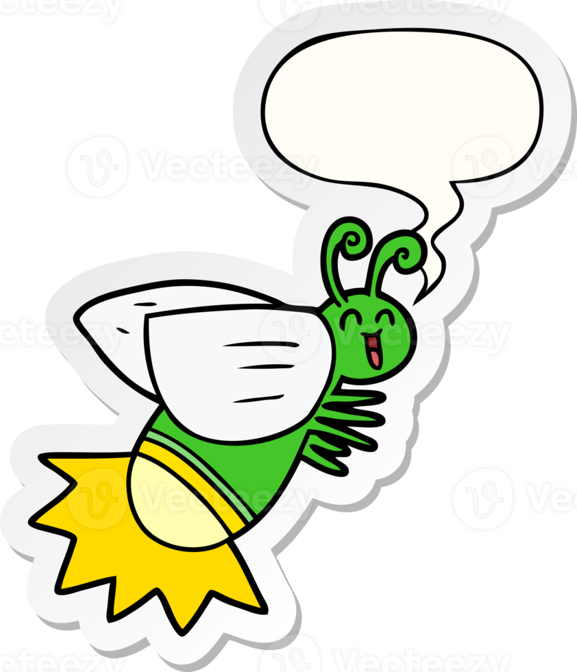 cartoon glow bug with speech bubble sticker png