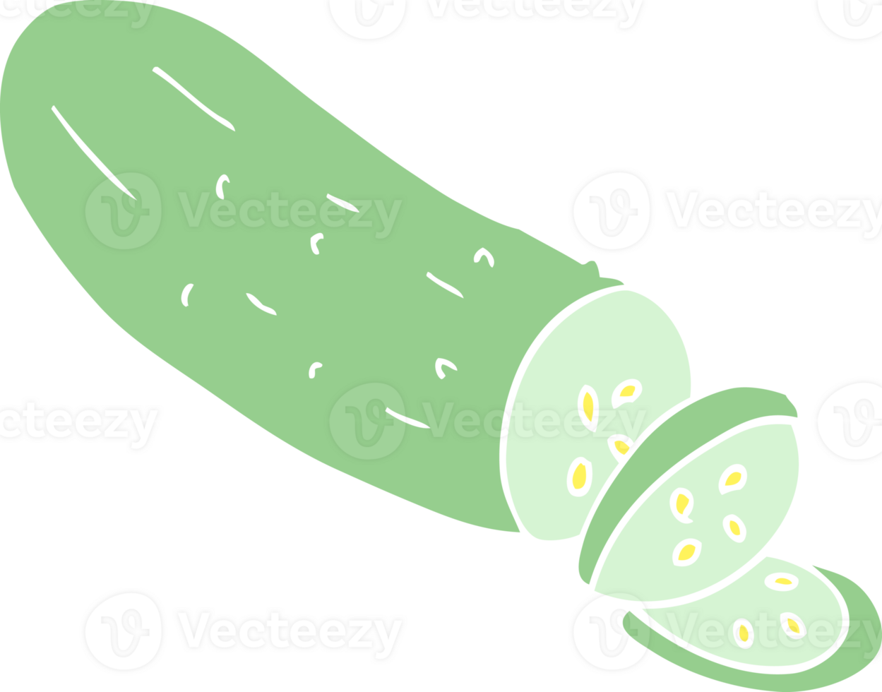 flat color illustration of sliced cucumber png