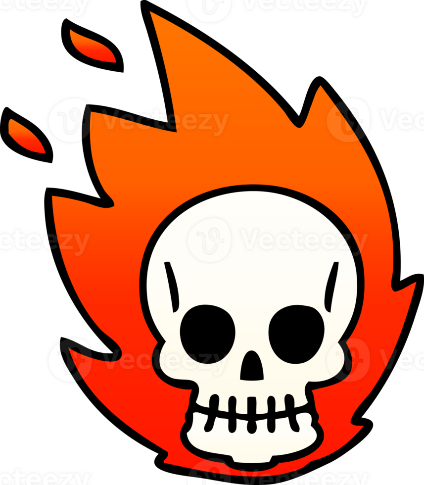 gradient shaded quirky cartoon skull png