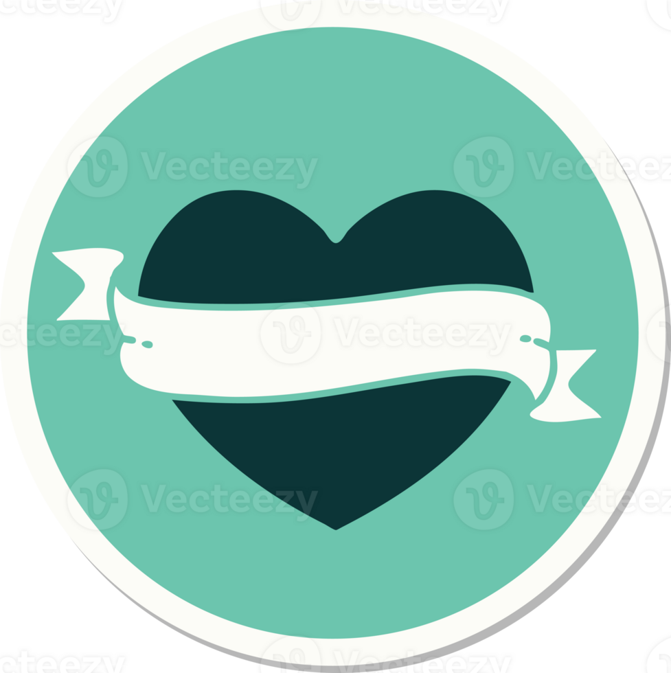sticker of tattoo in traditional style of a heart and banner png