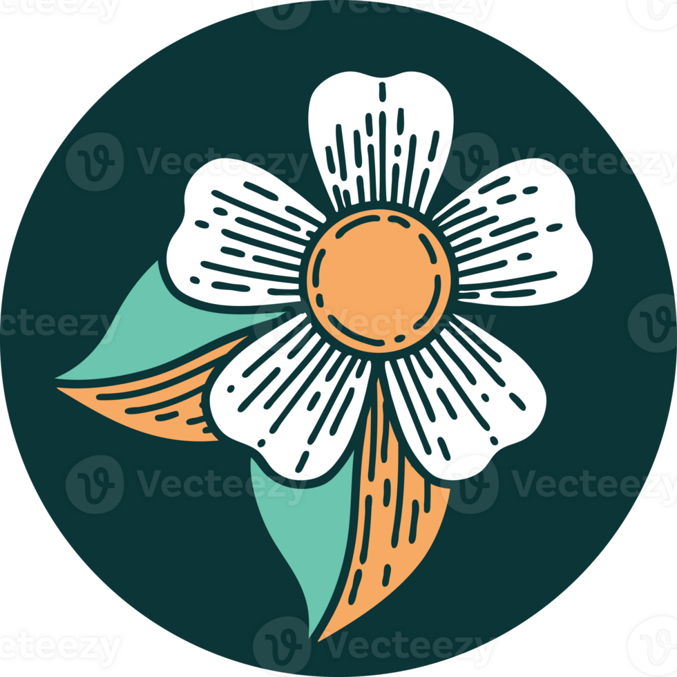 iconic tattoo style image of a flower png