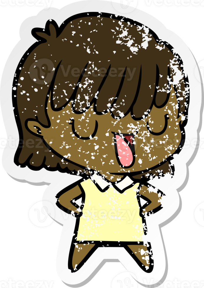 distressed sticker of a cartoon woman png