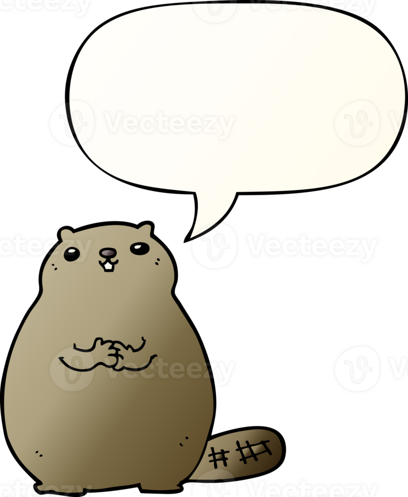 cartoon beaver with speech bubble in smooth gradient style png