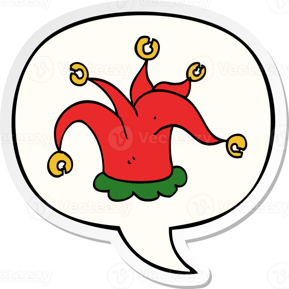 cartoon jester hat with speech bubble sticker png