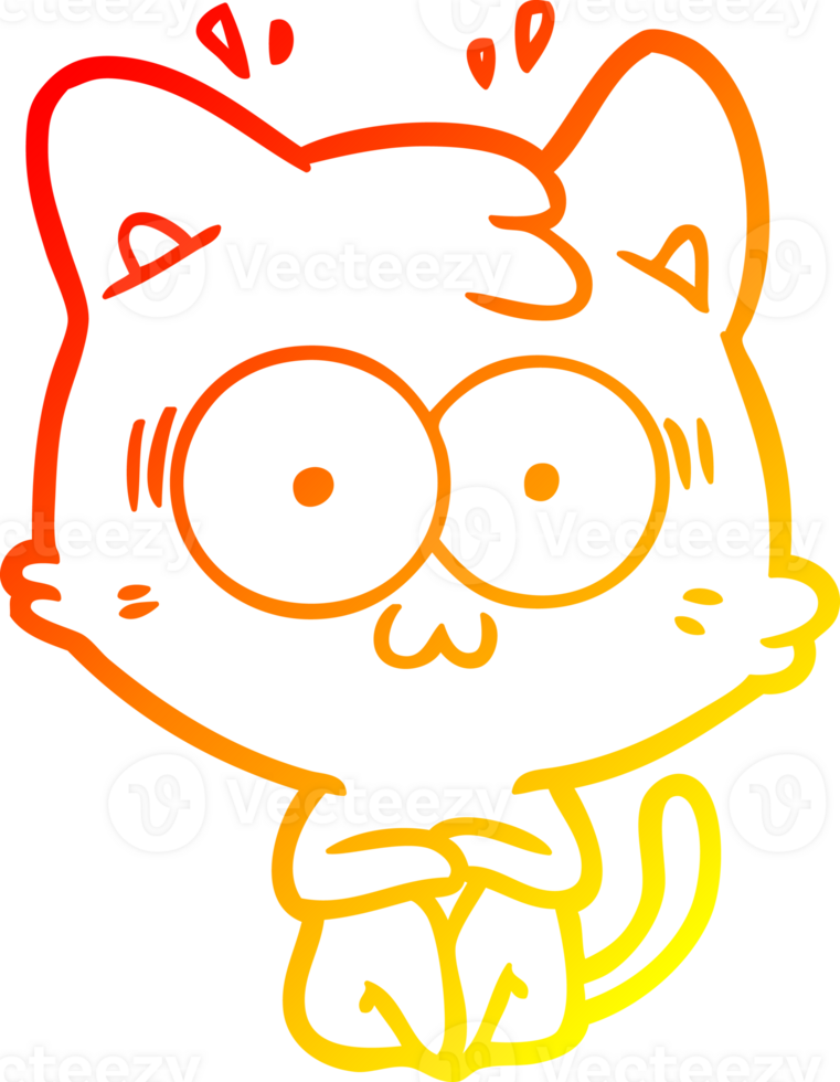 warm gradient line drawing of a cartoon surprised cat png
