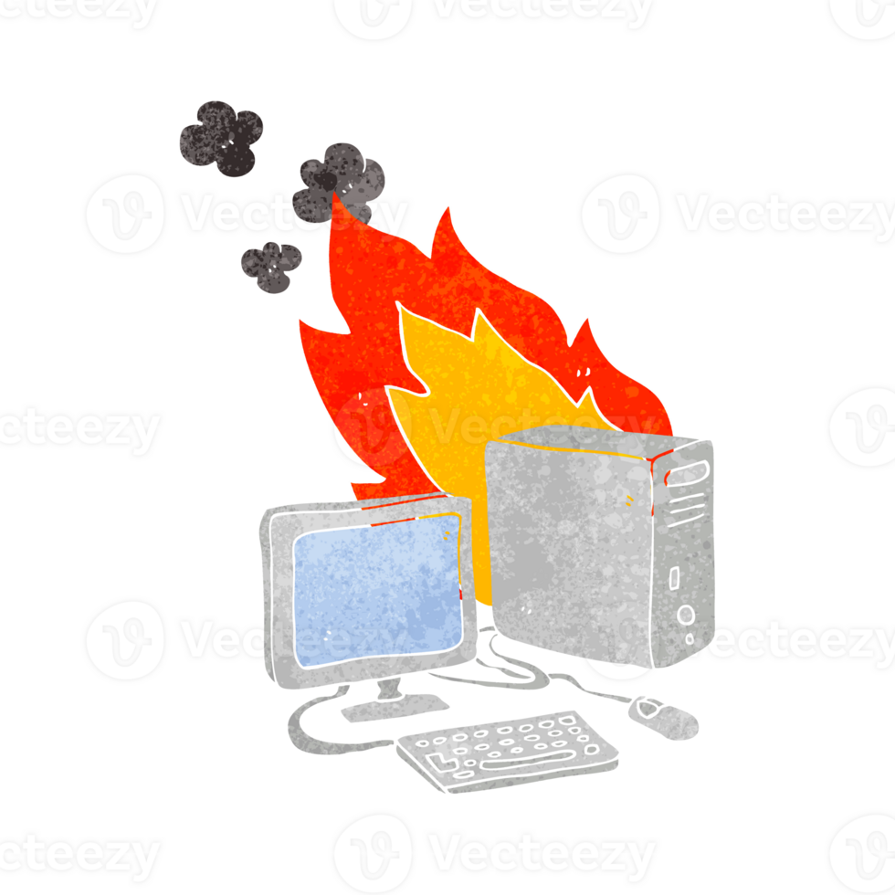 hand drawn retro cartoon computer png