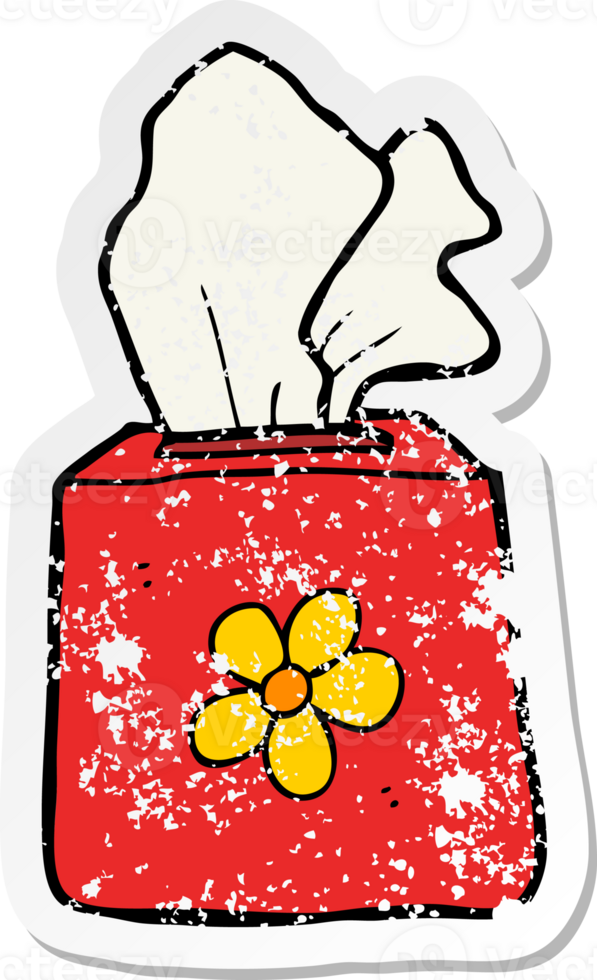 distressed sticker of a cartoon tissue box png