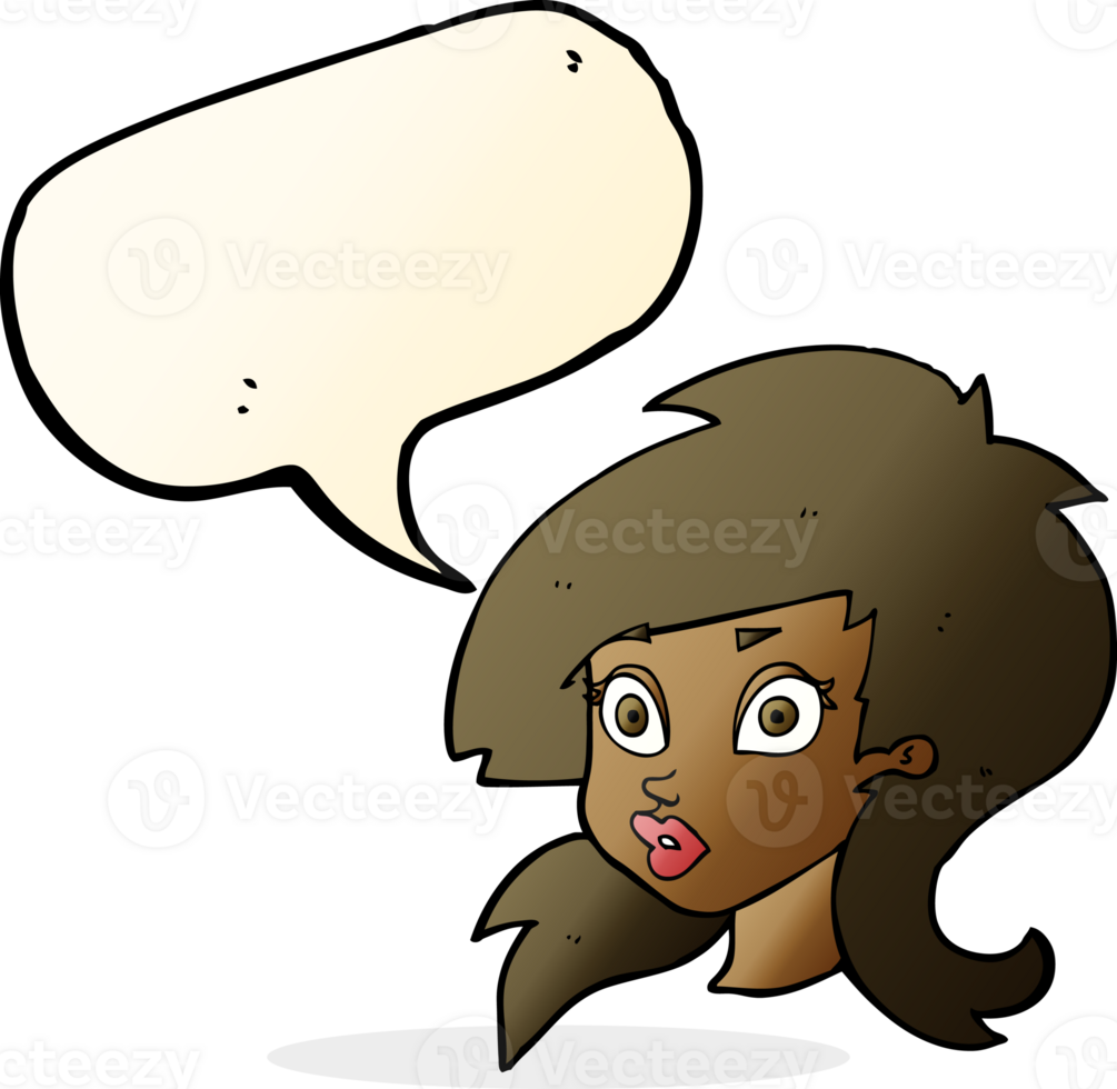cartoon pretty surprised woman with speech bubble png