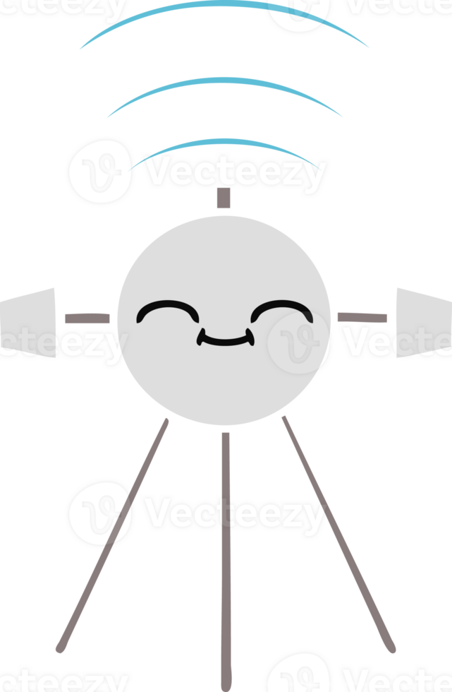 flat color retro cartoon of a satellite png