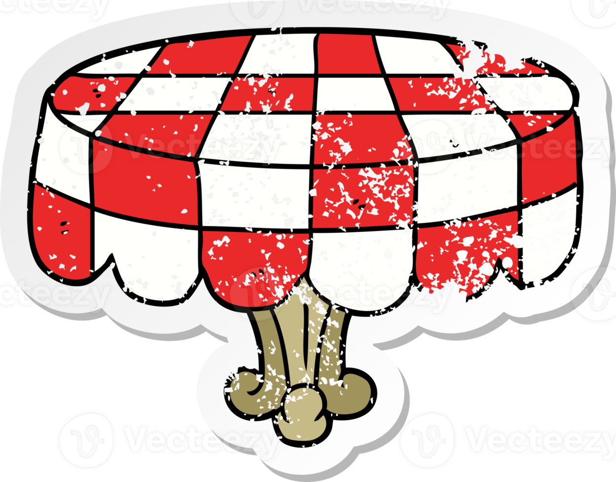 distressed sticker of a cartoon table png