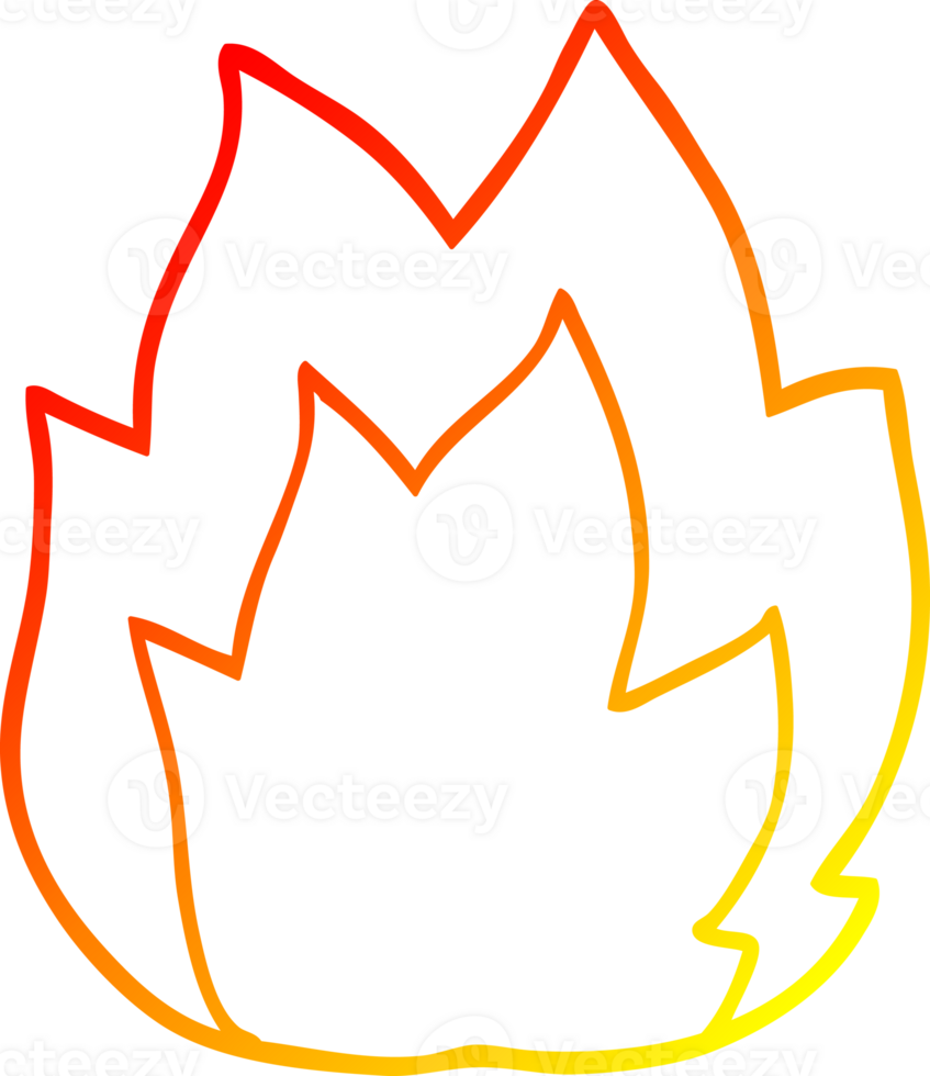 warm gradient line drawing of a cartoon fire explosion png