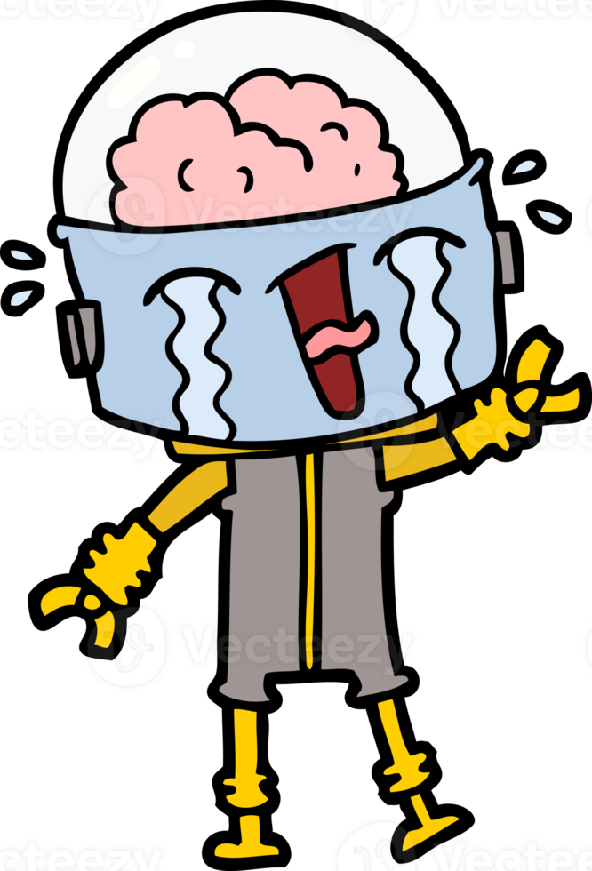 cartoon crying robot waving png