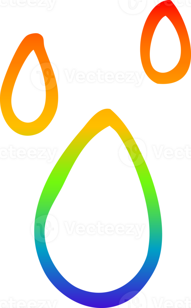 rainbow gradient line drawing of a cartoon water drips png