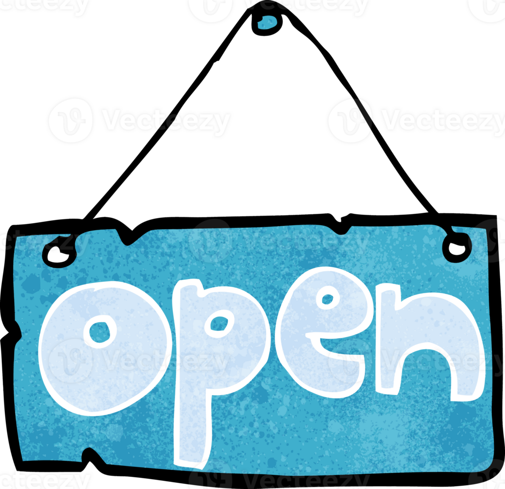 cartoon open shop sign png