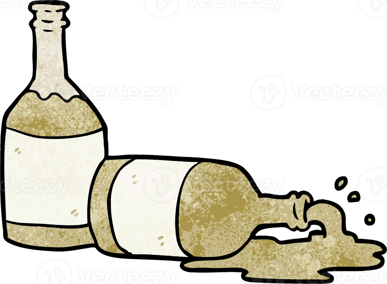 cartoon beer bottles with spilled beer png