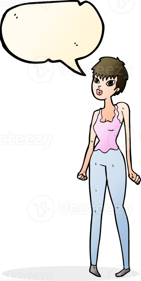 cartoon pretty woman  with speech bubble png