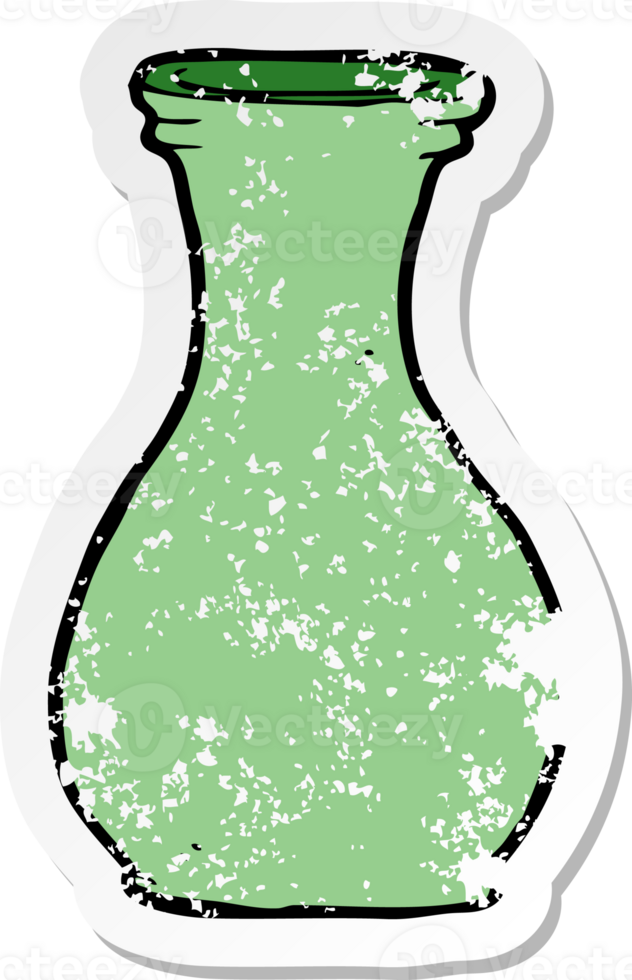 retro distressed sticker of a cartoon vase png