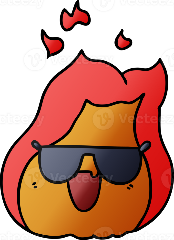 Hand drawn gradient cartoon kawaii flames in shades png