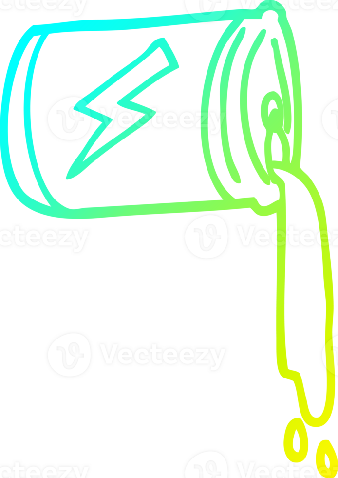 cold gradient line drawing of a cartoon pouring soda can png