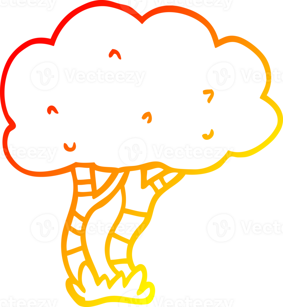 warm gradient line drawing of a cartoon tree png
