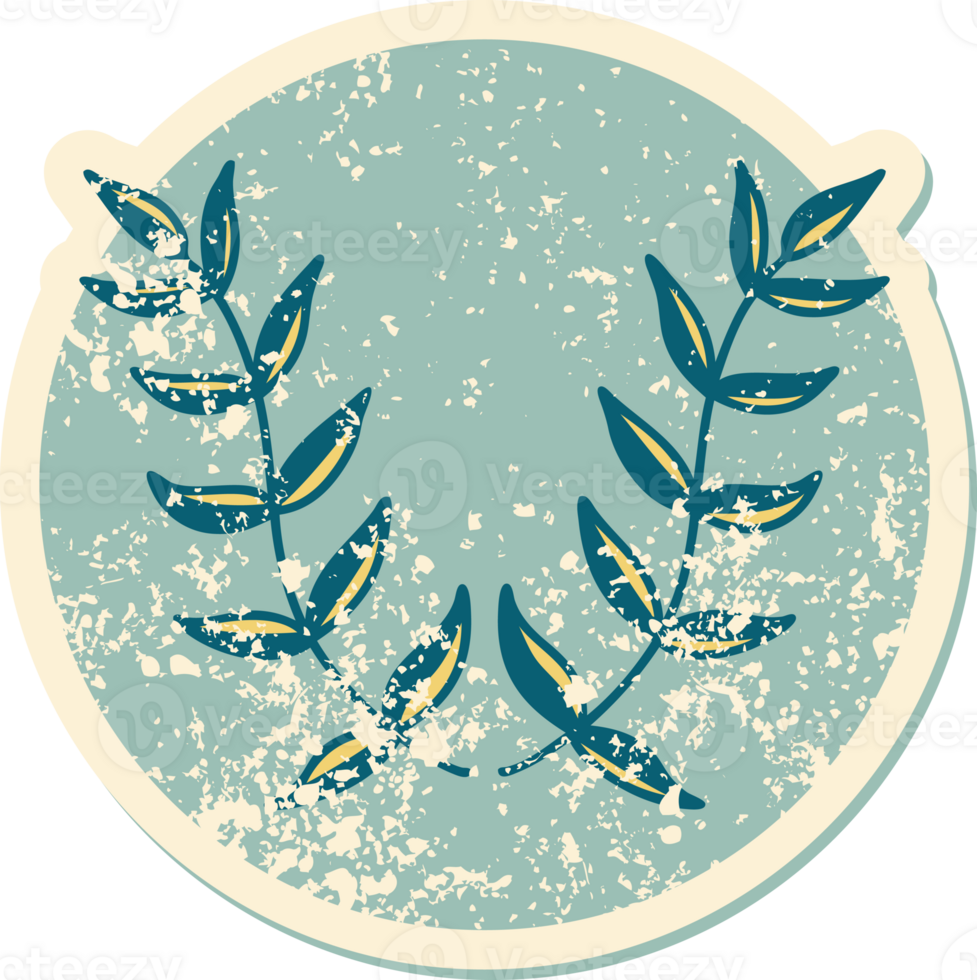 iconic distressed sticker tattoo style image of a laurel png