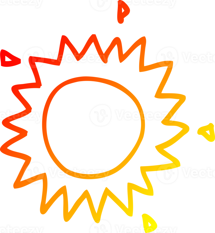 warm gradient line drawing of a cartoon sun png