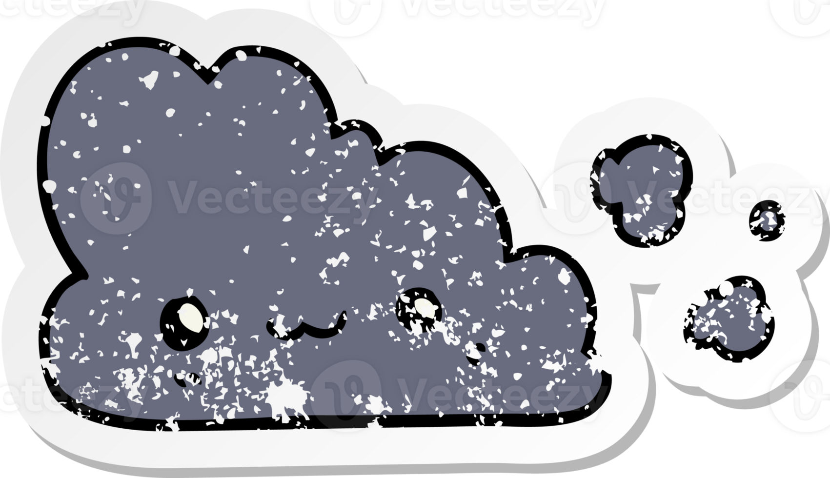 distressed sticker of a cute cartoon cloud png