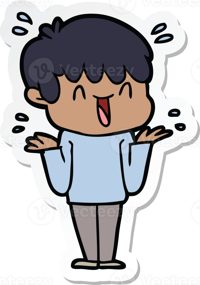 sticker of a cartoon laughing boy png