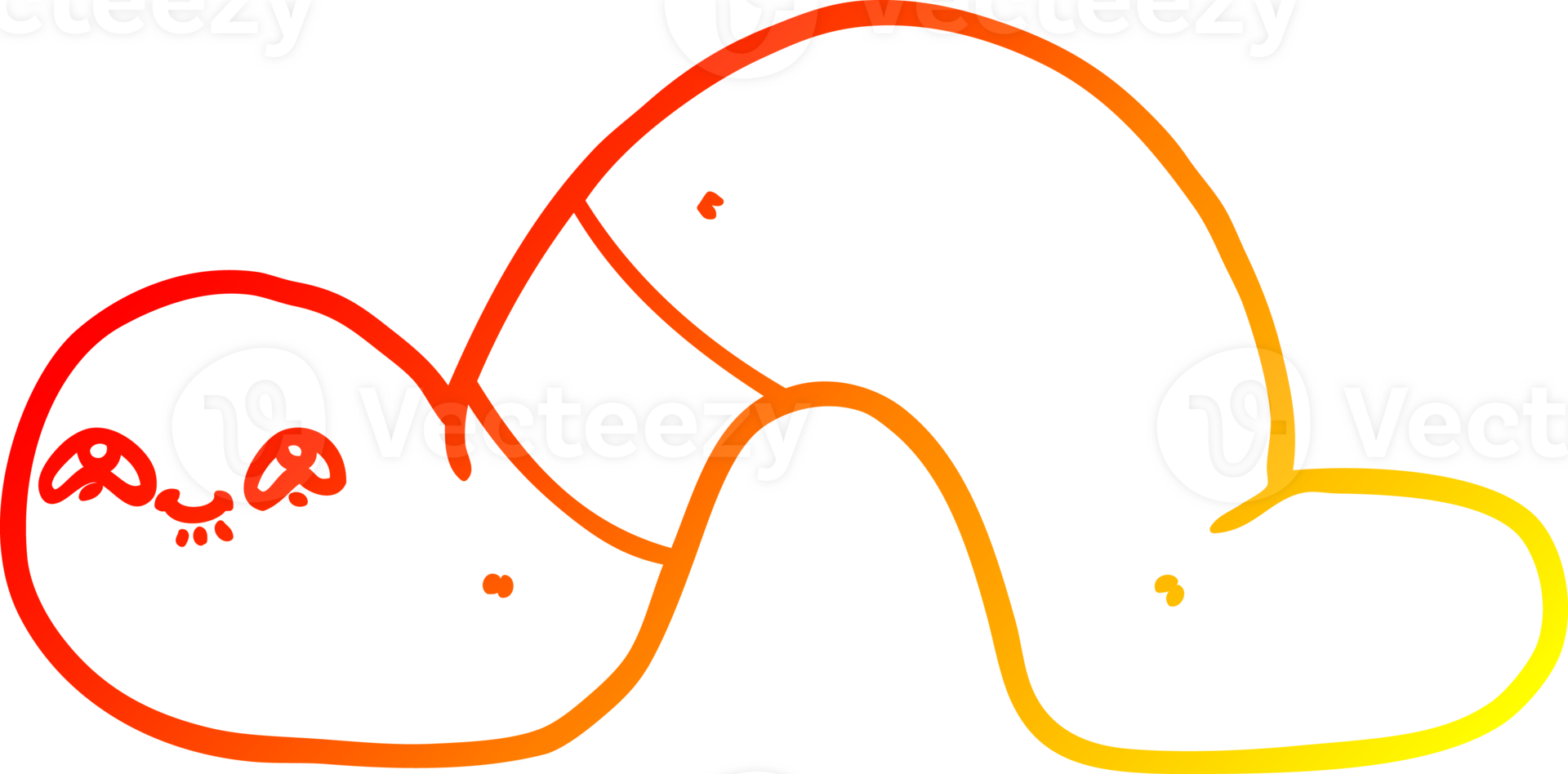 warm gradient line drawing of a cartoon worm png