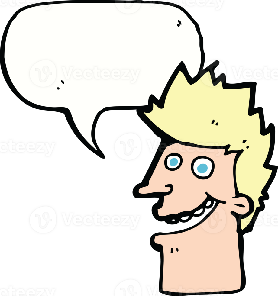 cartoon happy man face with speech bubble png