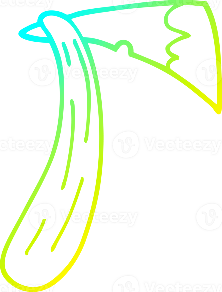 cold gradient line drawing of a cartoon of an axe png