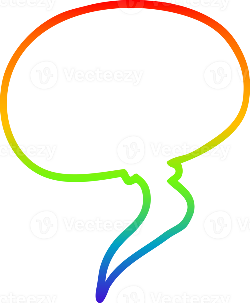 rainbow gradient line drawing of a cartoon speech bubble png