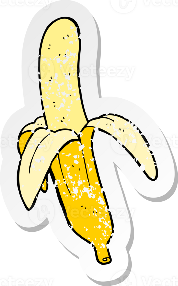 retro distressed sticker of a cartoon banana png
