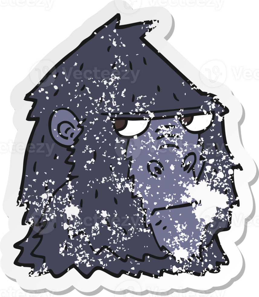 distressed sticker of a cartoon gorilla png