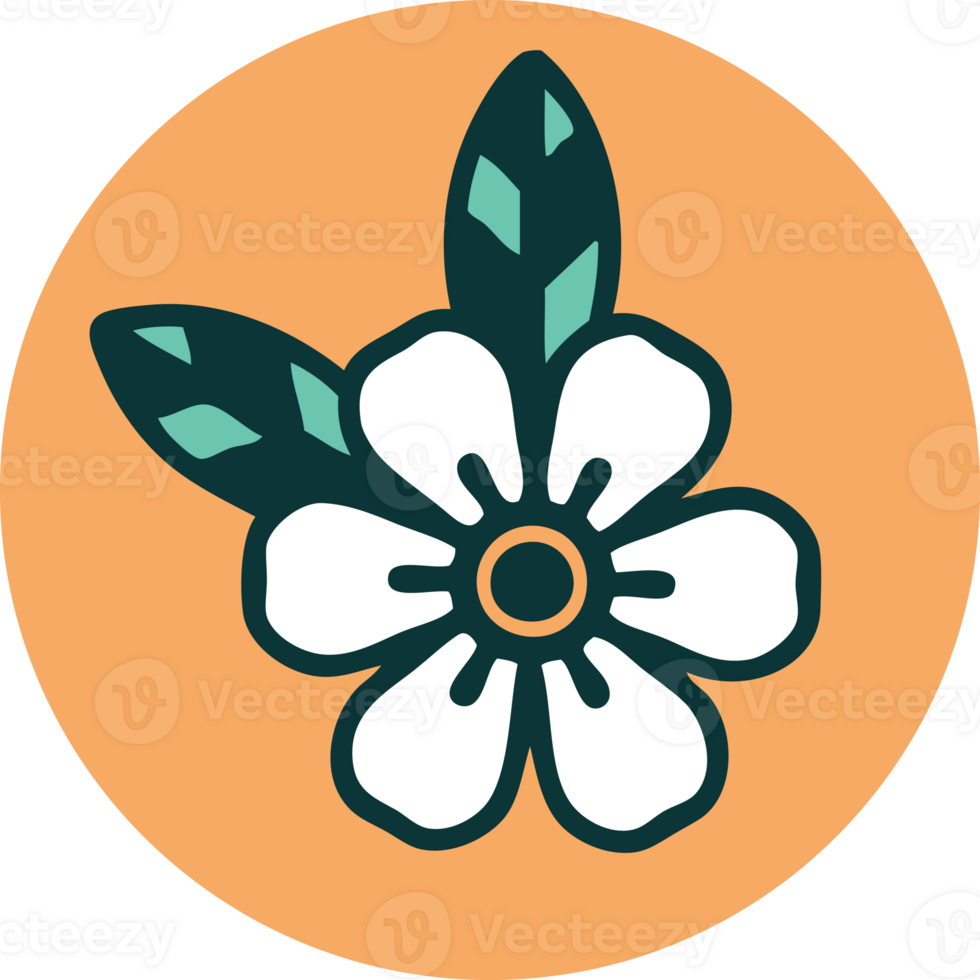 iconic tattoo style image of a flower png