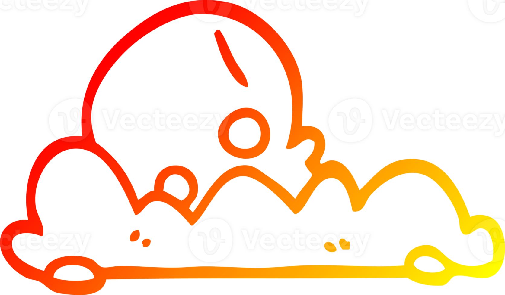 warm gradient line drawing of a cartoon skull in dirt png