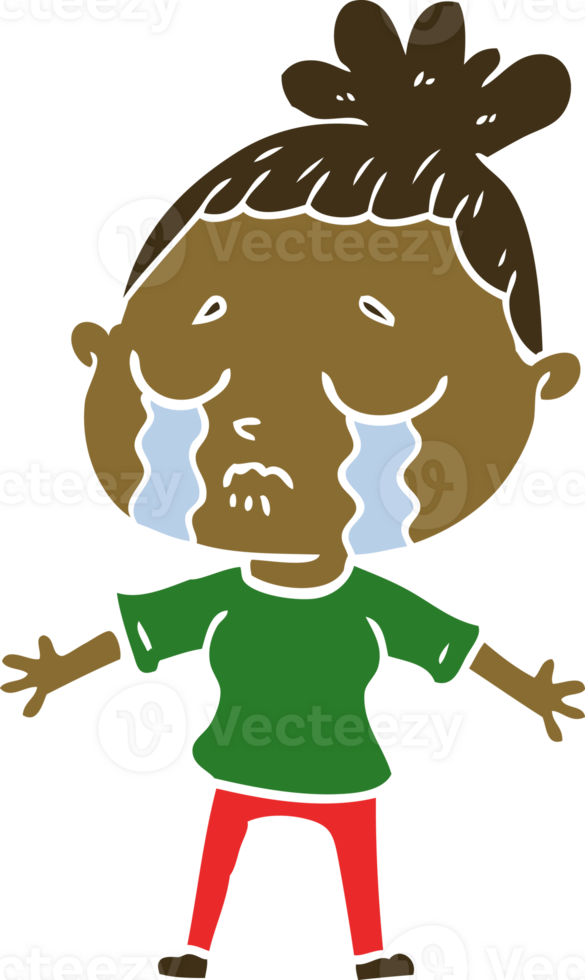 flat color style cartoon crying woman png