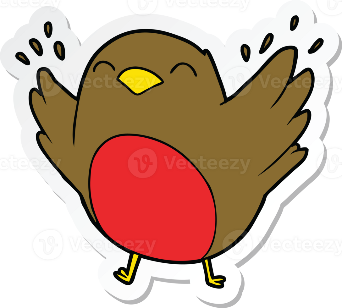 sticker of a cartoon robin flapping wings png