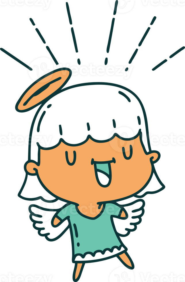 illustration of a traditional tattoo style singing angel png