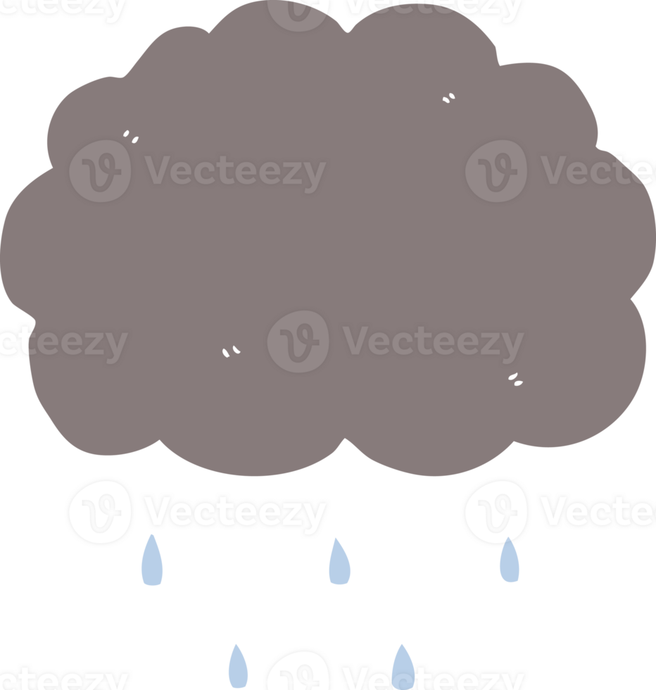 nube de dibujos animados de estilo de color plano lloviendo png