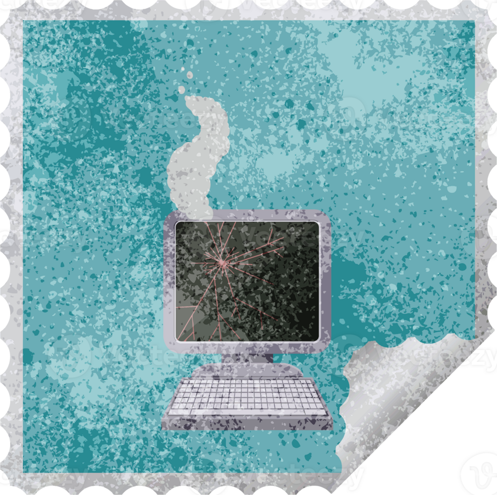 broken computer graphic square sticker stamp png