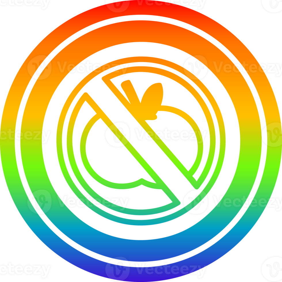 no healthy food circular icon with rainbow gradient finish png