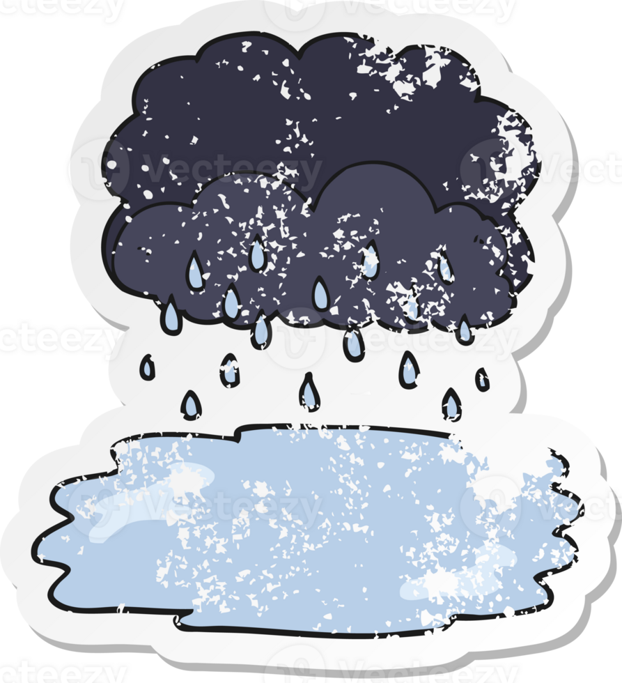 retro distressed sticker of a cartoon rain cloud png