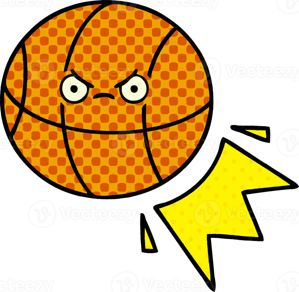 comic book style cartoon of a basketball png