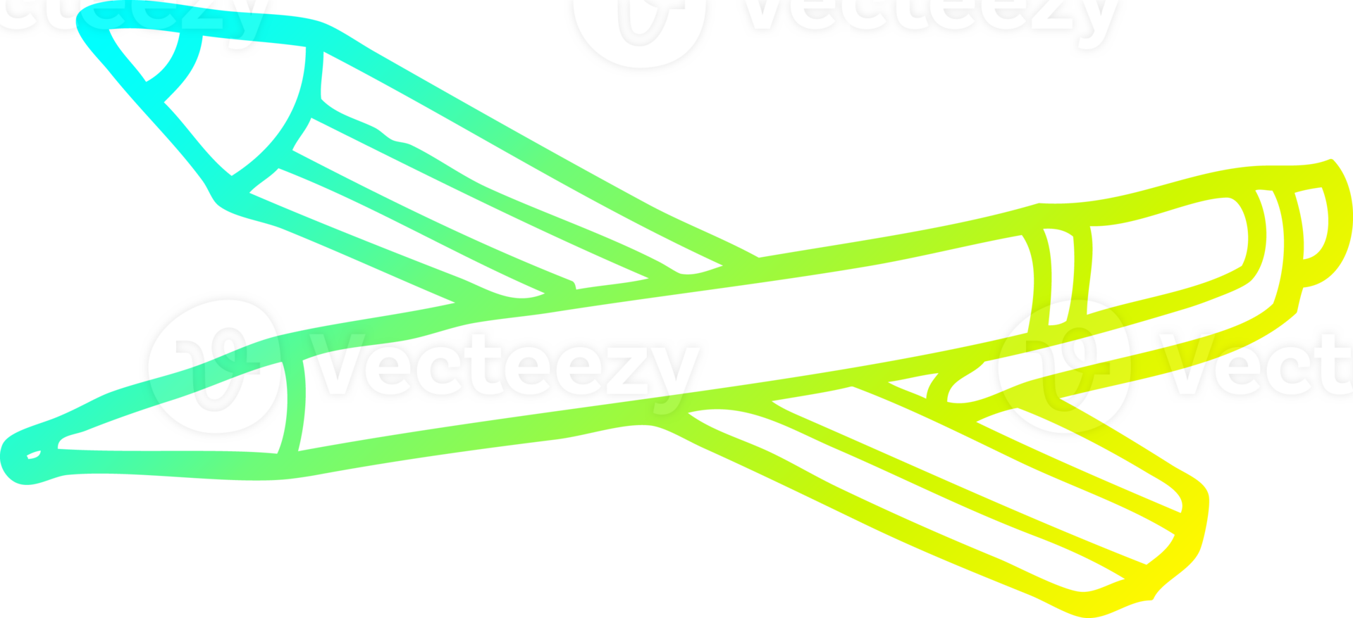 cold gradient line drawing of a cartoon pen png