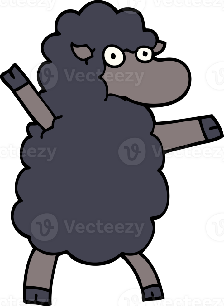 cartoon doodle black sheep png
