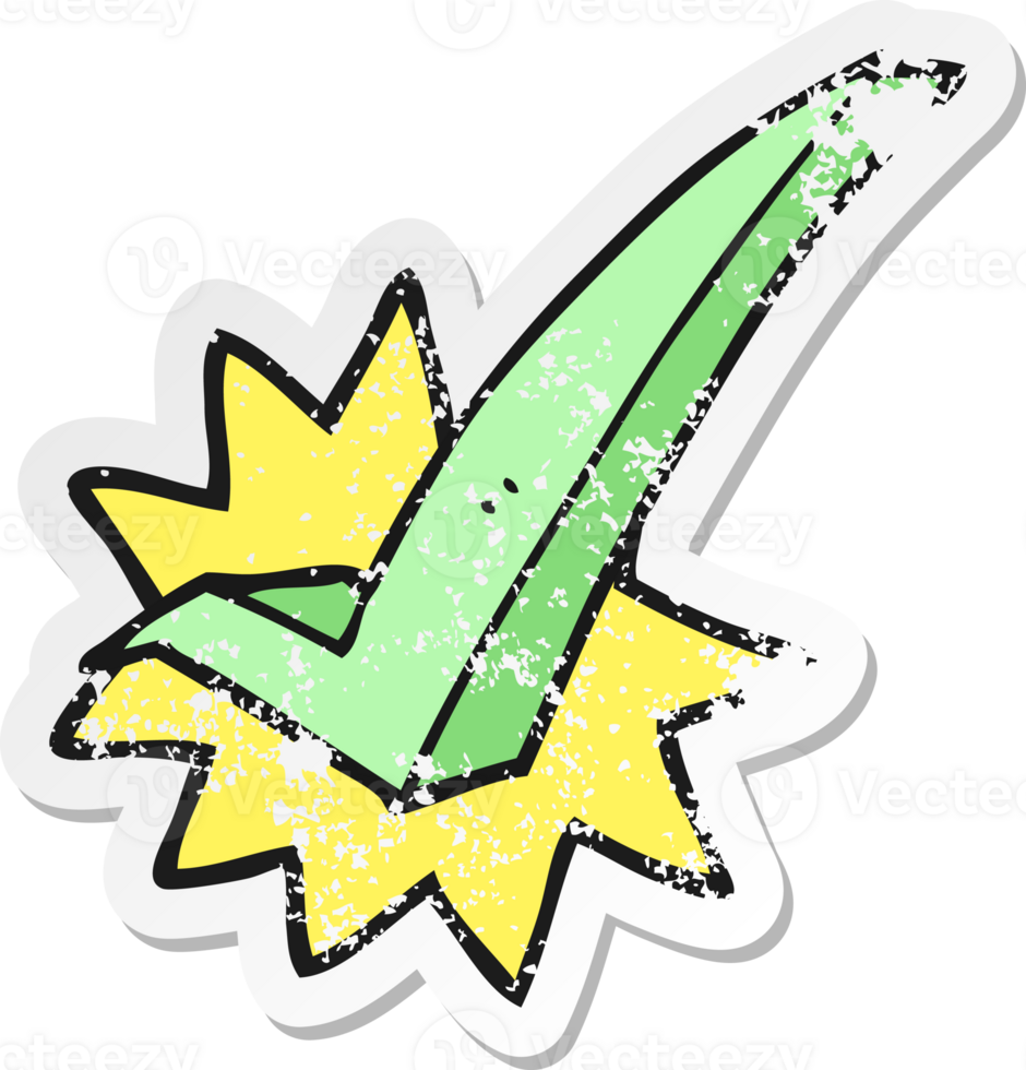 retro distressed sticker of a cartoon tick symbol png