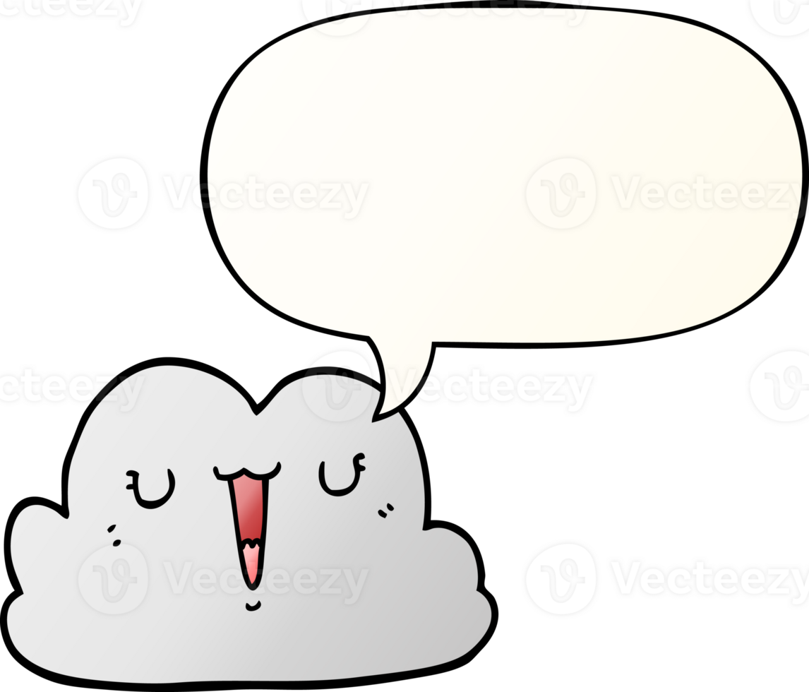 cute cartoon cloud with speech bubble in smooth gradient style png